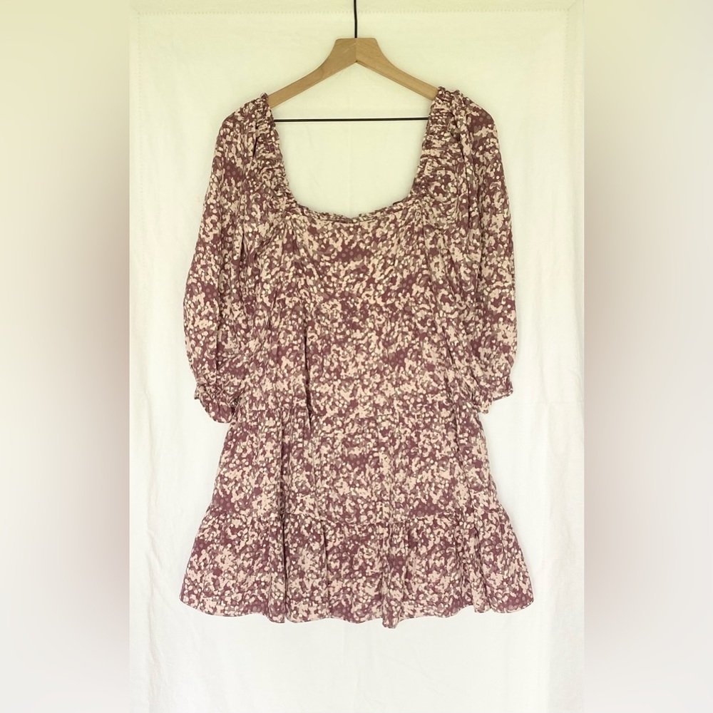 Red dress boutique purple print babydoll dress